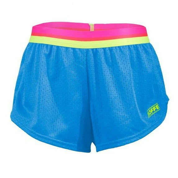 Soffe 4610VE4BULRG Juniors Stripe Elastic Short, Blue Aster & Solar Yellow - Large