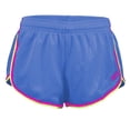 thumbnail image 1 of Soffe 4612V4BXLRG Juniors Lacrosse Shorty Short, Blue Aster, Pink Glo & Solar Yellow - Large, 1 of 1