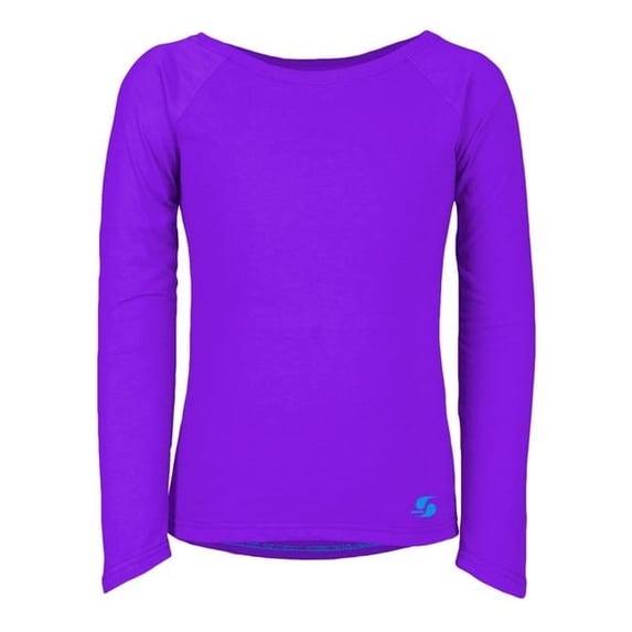 Soffe 6545G5AJXLG Girls No Sweat Long Sleeve Tee, Neon Purple - Extra Large