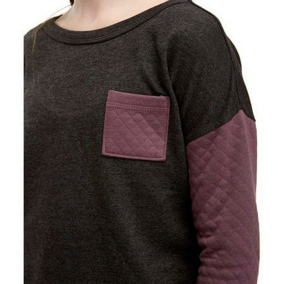 Soffe Big Girls' Quilted Crew, Charcoal Heather/Feather, SML