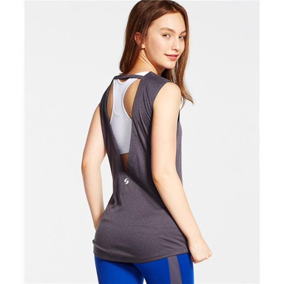Soffe 1508VGRYHTSML Juniors Crush Interlock Tank, Grey Heather - Small