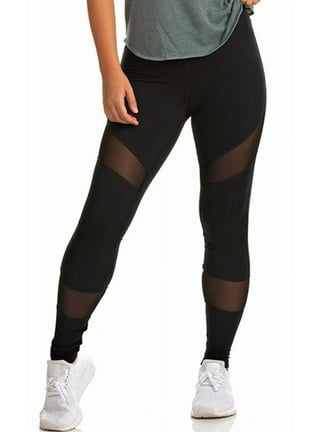 Soffe Women's Plus Size Mesh-Inset Leggings Black 3X