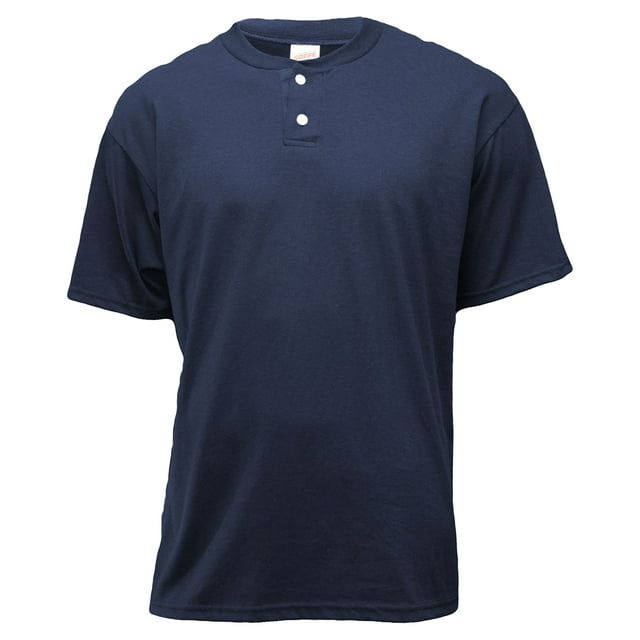 Soffe Men's Short Sleeve Two Button Henley Placket Shirt