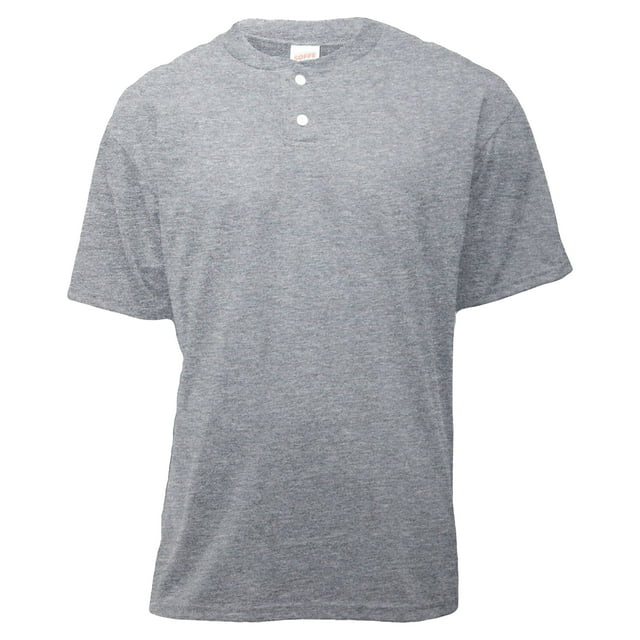 Soffe Men's Short Sleeve Two Button Henley Placket Shirt