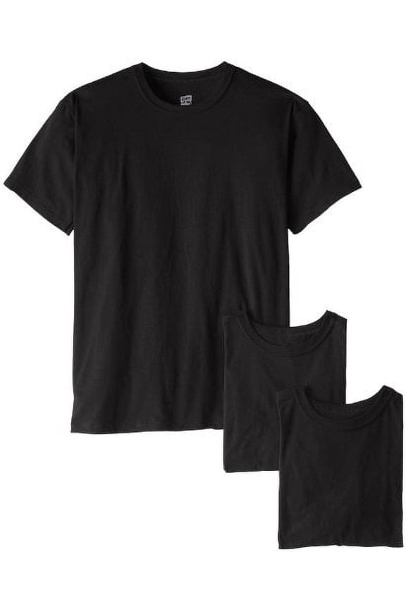 mens 3 Pack 4.3 Oz Cotton Military Tee, Black, Medium