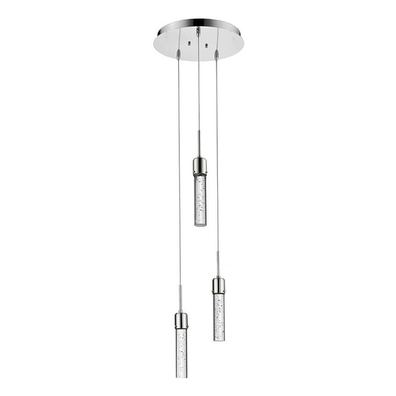 Soffi 3-Light Chrome Pendant Lights with Bubble Glass Cylinders