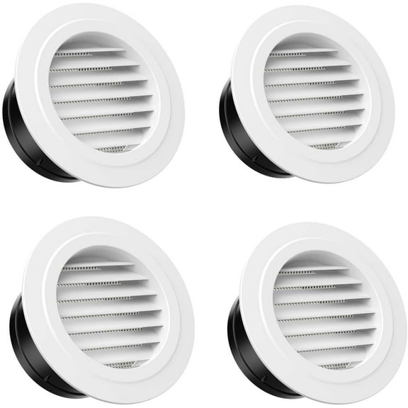 Soffit Vents, 6 Inch Vent Cover Round Soffit Vents Exterior with Built-in a Fly Screen for Bathroom Office Home Ventilation (4PCS)
