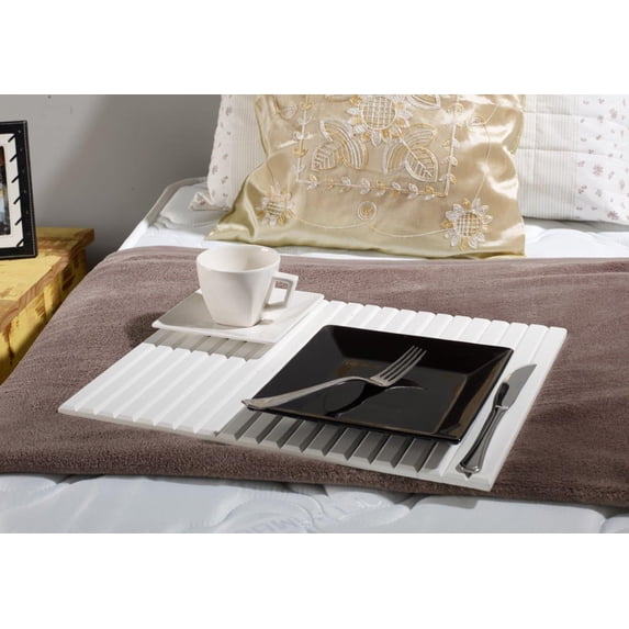 Camaflexi Soffitta Couchmaid Classic Sofa Arm Tray, Solid Wood Armrest Table Lap Desk, White