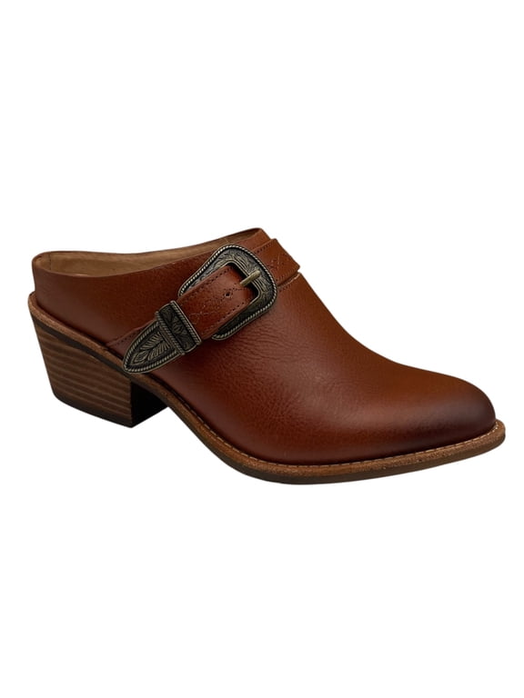 Women's Adara Leather Mules Size 7 Brown Arch Support Western-inspired