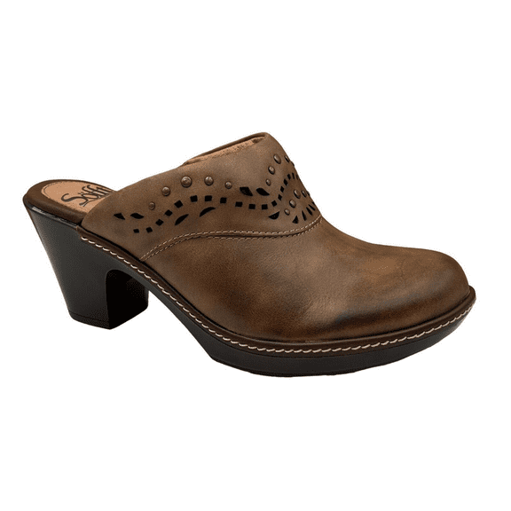 Sofft Women's Laina Clogs Leather, Open Back Brown Size 8