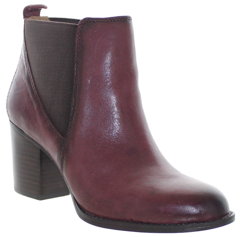 Sofft Women s Welling Leather Slip On Block Heel Boots Wine Red 7.0M Walmart