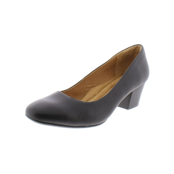 Sofft Womens Lindon Leather Block Heel Pumps Black 8.5 Medium (B,M)