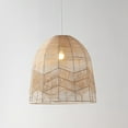 thumbnail image 1 of JONATHAN Y Sofia 17.5" 1-Light Farmhouse Coastal Rattan 180" Cord Plug-In or Hardwired LED Pendant, Brown, 1 of 10