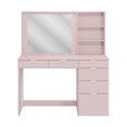 Kappesberg Sofia 6Drawer Modern Makeup Vanity Table, Pink, Niche, 54in
