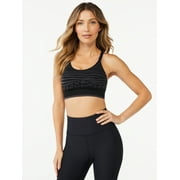 Sofia Active by Sofia Vergara Women's Seamless Animal Print Knit Medium Impact Sports Bra
