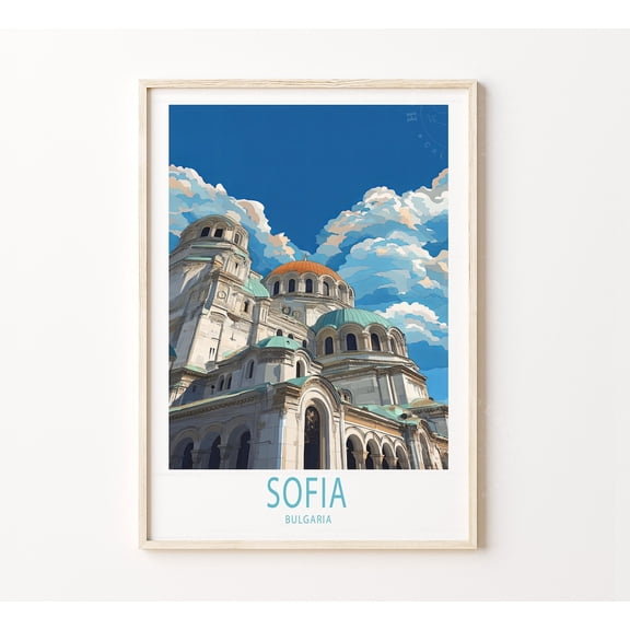 Sofia Bulgaria Balkan Capital Historic Architecture Art Print, Unframed Paper Poster 8x10in