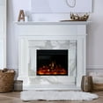 thumbnail image 1 of Sofia Cambridge 57-In. Modern Electric Fireplace Mantel with LED Multi-Color Faux Charred Log Display Insert | White Faux Marble | Heating for Living Room, Dining Room, Bedrooms up to 210 Sq.Ft., 1 of 7