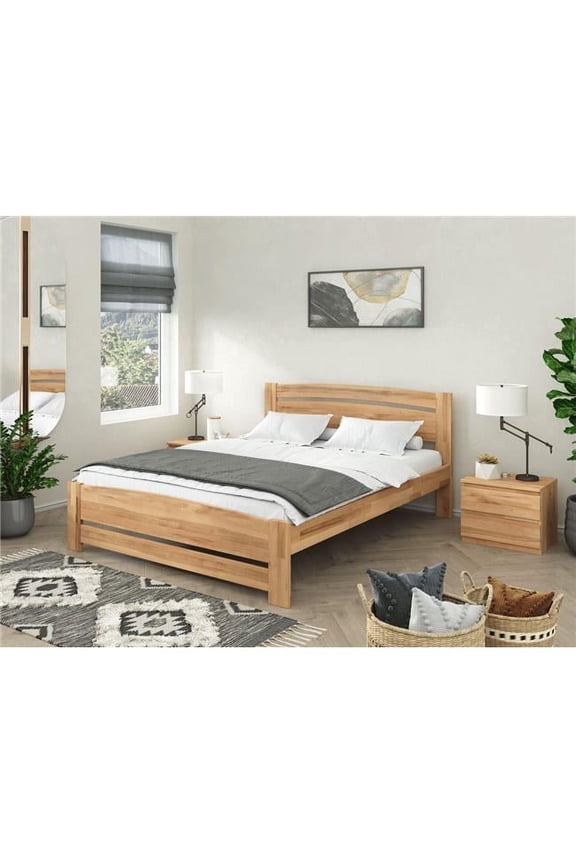Sofia Cleante Eco Natural Wood Platform Bed - Chemical Free - Natural Hand Rubbed Oil Finish, Natural - Full Size