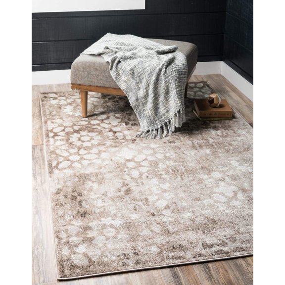 Sofia Collection Area Rug - Larvotto (5' 1" x 8' Rectangle, Brown/ Beige)
