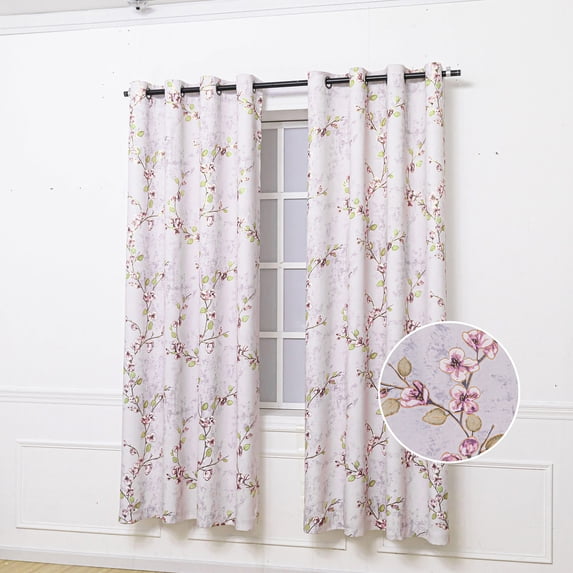 Sofia Floral Room Darkening Window Panel, Silver-Lilac, 54x84 Inches