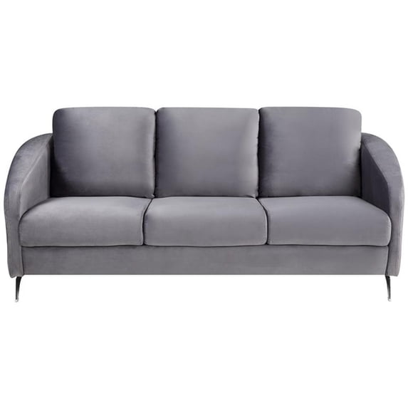 Sofia Gray Velvet Modern Chic Sofa Couch