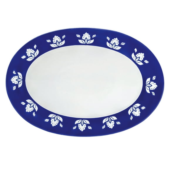 Sofia Home Large Oval Indigo Stoneware Serve Tray by Sofia Vergara
