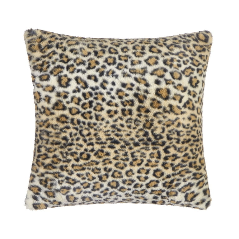 Sofia Home Leopard Print Faux Fur 20 inch x 20 inch Decorative Pillow by Sofia Vergara, WK702435