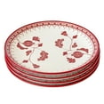 Sofia Home Red Set of 4 Round Stoneware Dinner Plates