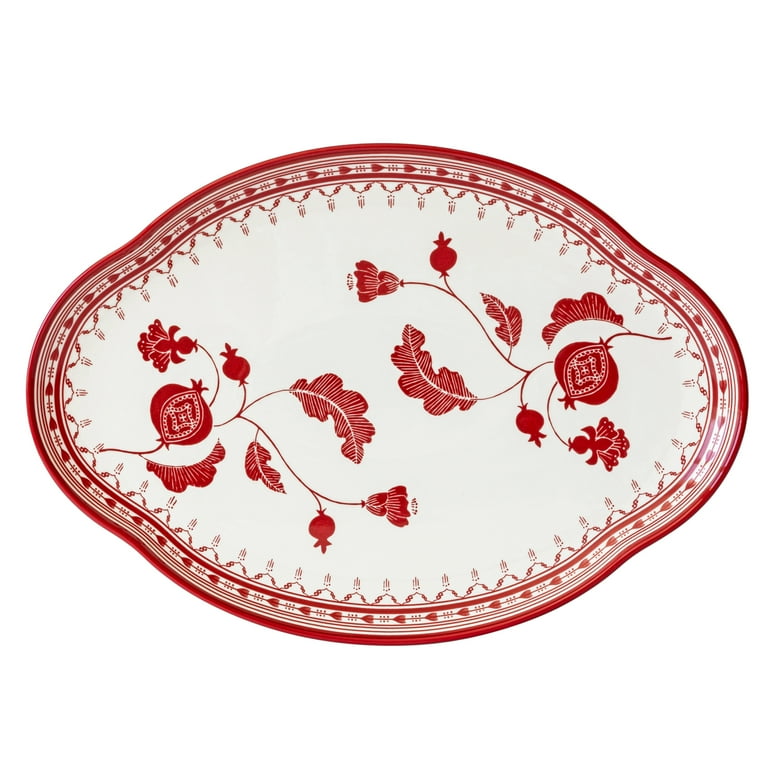 Sofia Home Red Stoneware Serve Platter