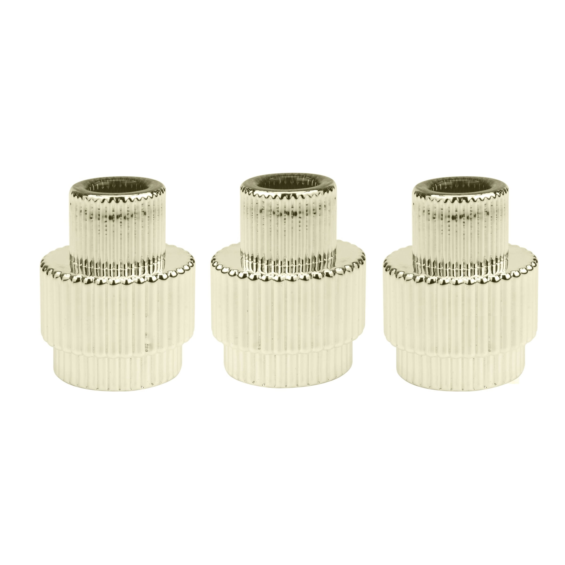 Sofia Home Stackable Glass Taper Candle Holders, Gold, Set of 3, By Sofia Vergara