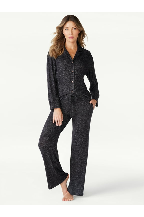 Sofia Intimates Women's Notch Collar Pants Pajama Set, 2-Piece, Sizes XS-3X