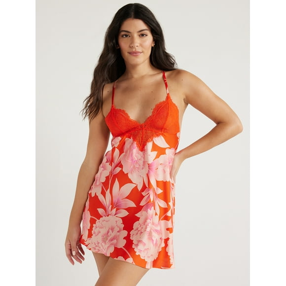 Sofia Intimates Women's Printed Satin Chemise, Sizes XS-3X