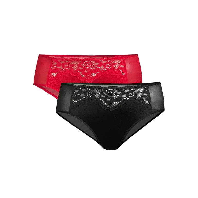 Sofia Intimates by Sofia Vergara Women's Satin and Lace Hipster Panties,  2-Pack 