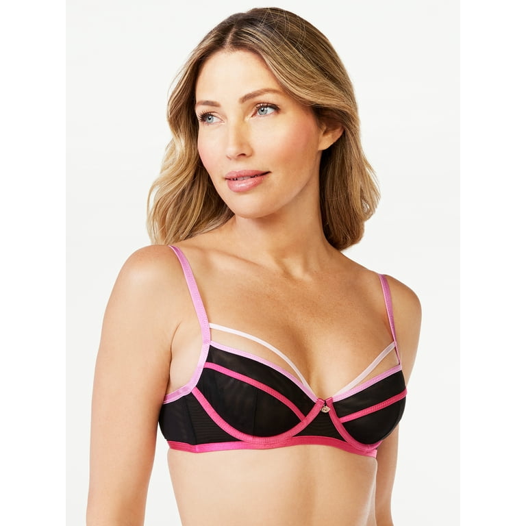 Sofia Intimates by Sofia Vergara Women's Sheer Mesh Color Block Balconette  Bra