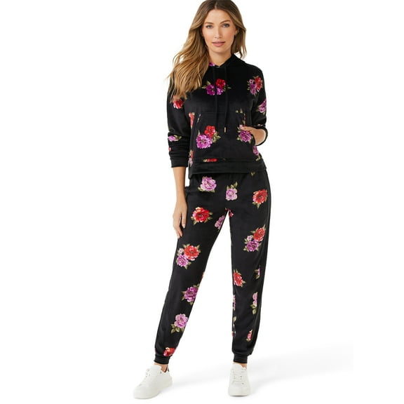 Sofia Intimates by Sofia Vergara Women's and Women's Plus Size Cropped Hoodie and Jogger Pants Set, 2-Piece