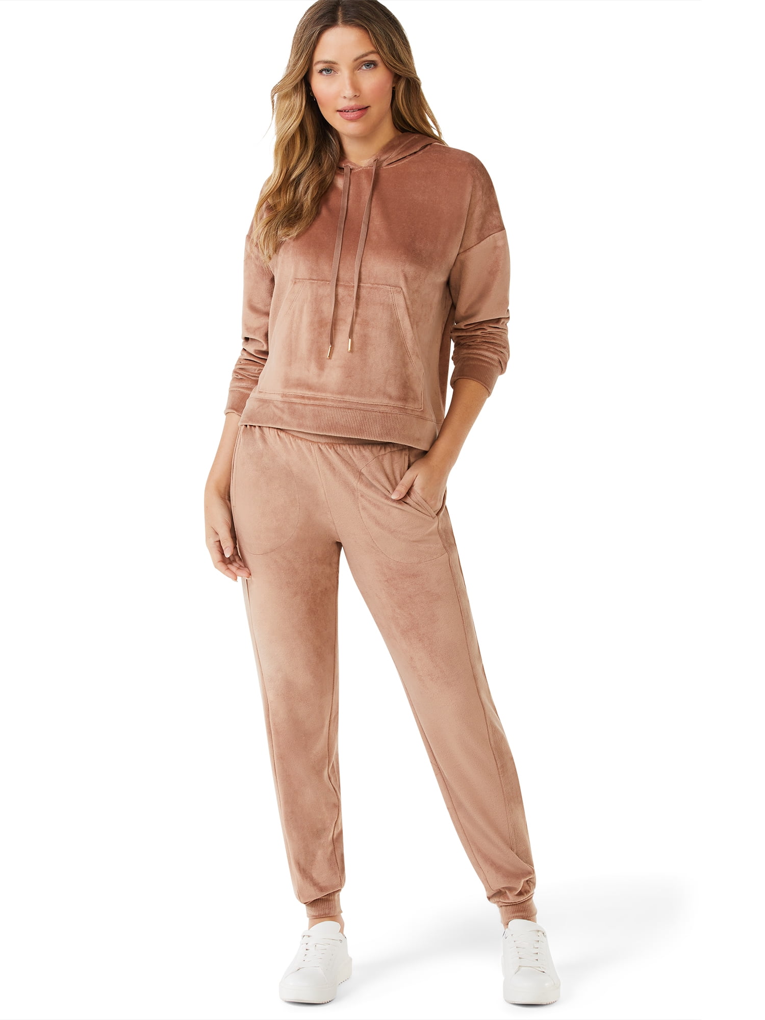 Sofia Intimates by Sofia Vergara Women's and Women's Plus Size Cropped  Hoodie and Jogger Pants Set, 2-Piece 