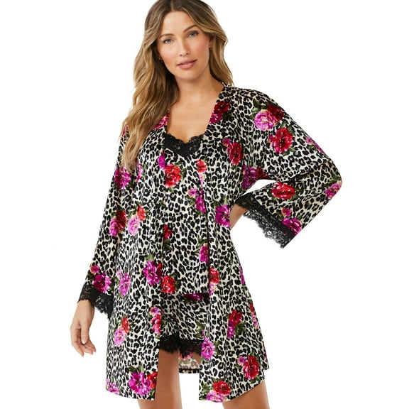 Sofia Intimates by Sofia Vergara Women's and Women's Plus Size Crushed Velvet Cami, Tap Pants and Robe Set, 3-Piece