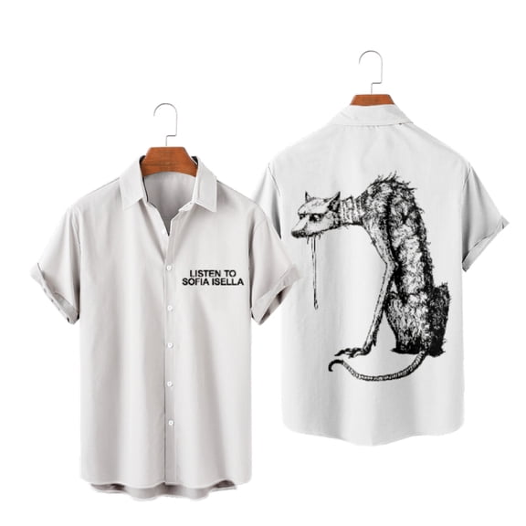 Sofia Isella Merch The Dog Men's Short Sleeve Button Down Lapel Shirt For Summer Beach Shirt Unisex Cool Short Sleeve Shirts Casual Streetwear