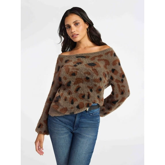 Sofia by Sofia Vergara Women's and Women's Plus Size Off Shoulder Sweater, Mid Weight, Size XS-4X