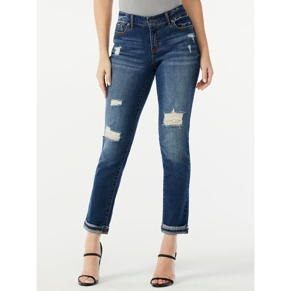 Sofia Jeans Women's Bagi Boyfriend Mid-Rise Distressed Jeans