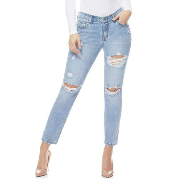 Sofia Jeans Women's Bagi Boyfriend Mid-Rise Distressed Jeans
