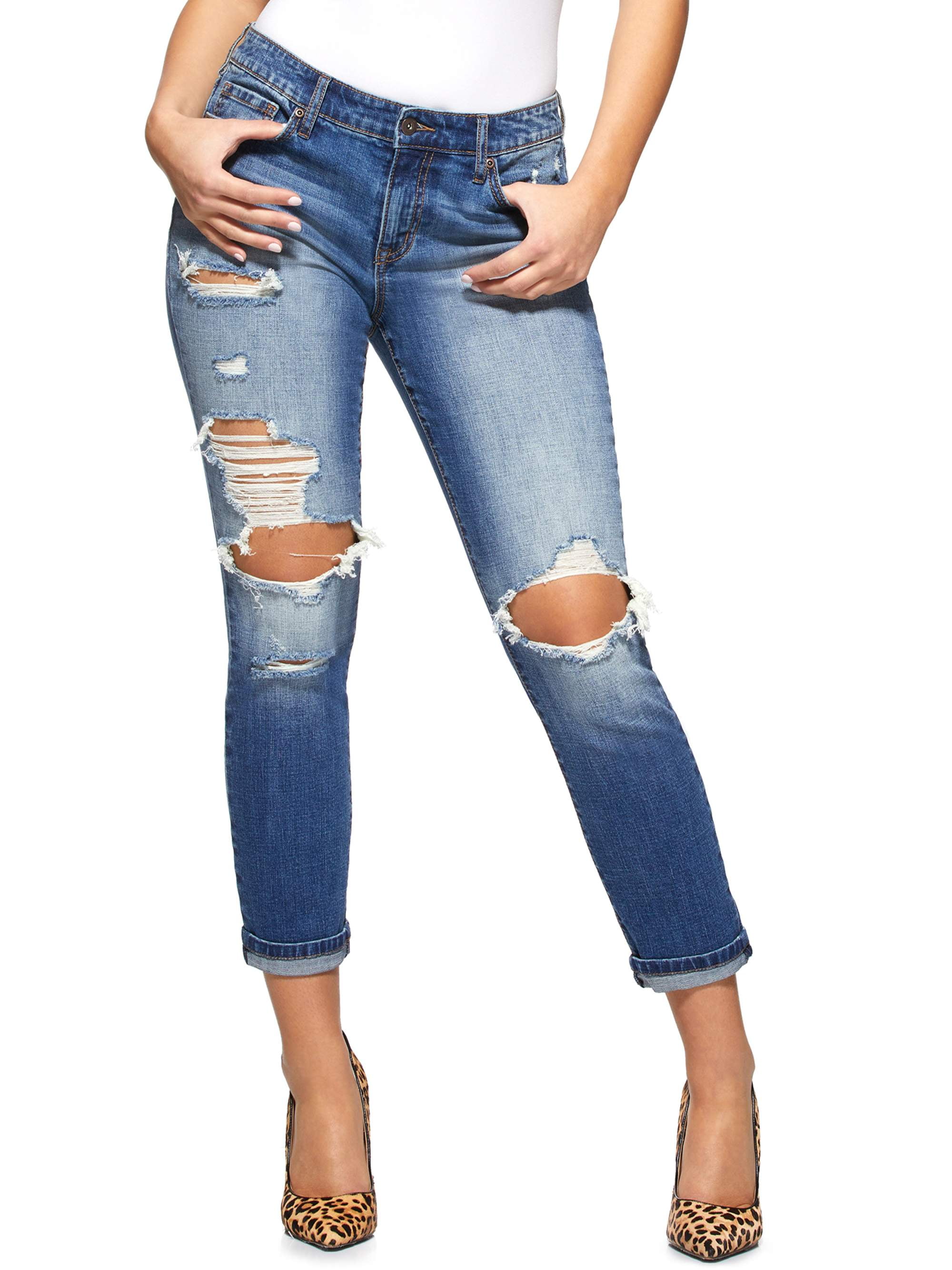 Sofia Jeans Women's Bagi Boyfriend Mid-Rise Distressed Jeans