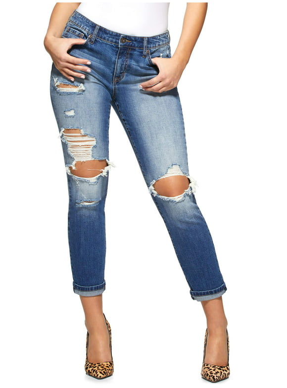 Sofia Jeans Women's Bagi Boyfriend Mid-Rise Distressed Jeans