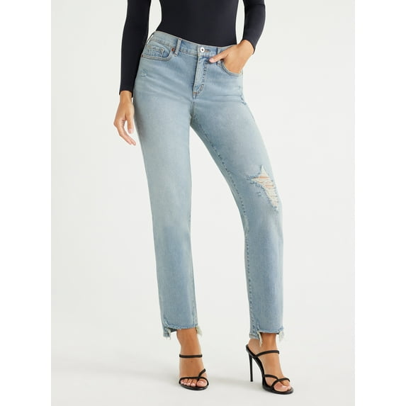 Sofia Jeans Women's Beatrix Slouchy Boyfriend Mid Rise Distressed Jeans, 27" Inseam, Sizes 0-18