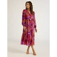 thumbnail image 1 of Sofia Jeans Women's Belted Cross Front Maxi Dress with Long Sleeves, Above Ankle Length, Sizes XS-XXXL, 1 of 4