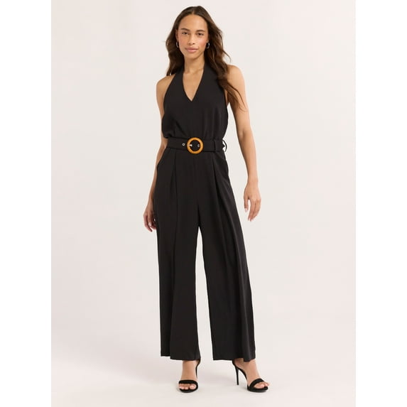 Sofia Jeans Women's and Women's Plus Belted Jumpsuit, Sizes XS-4X