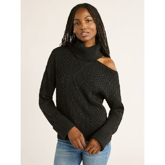 Sofia Jeans Women's Cozy Shine Sweater with Long Sleeves, Mid-weight, Sizes XS-XXXL