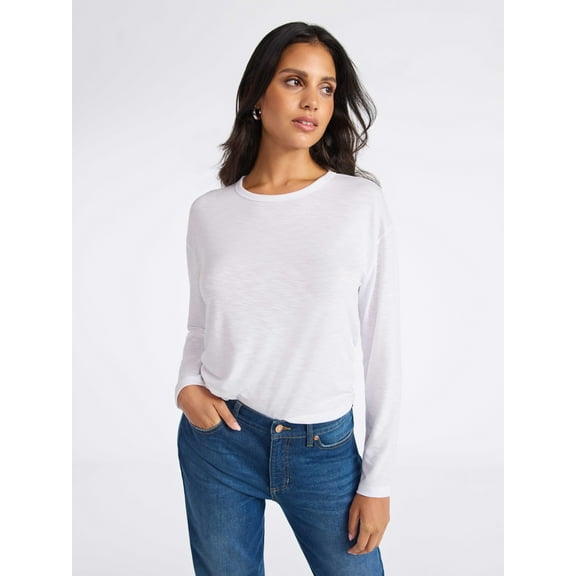 Sofia by Sofia Vergara Women's Crewneck Tee with Long Sleeves, Sizes XS-XXXL