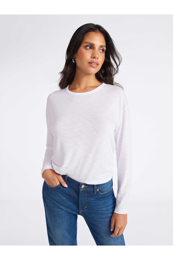 Sofia by Sofia Vergara Women's Crewneck Tee with Long Sleeves, Sizes XS-XXXL