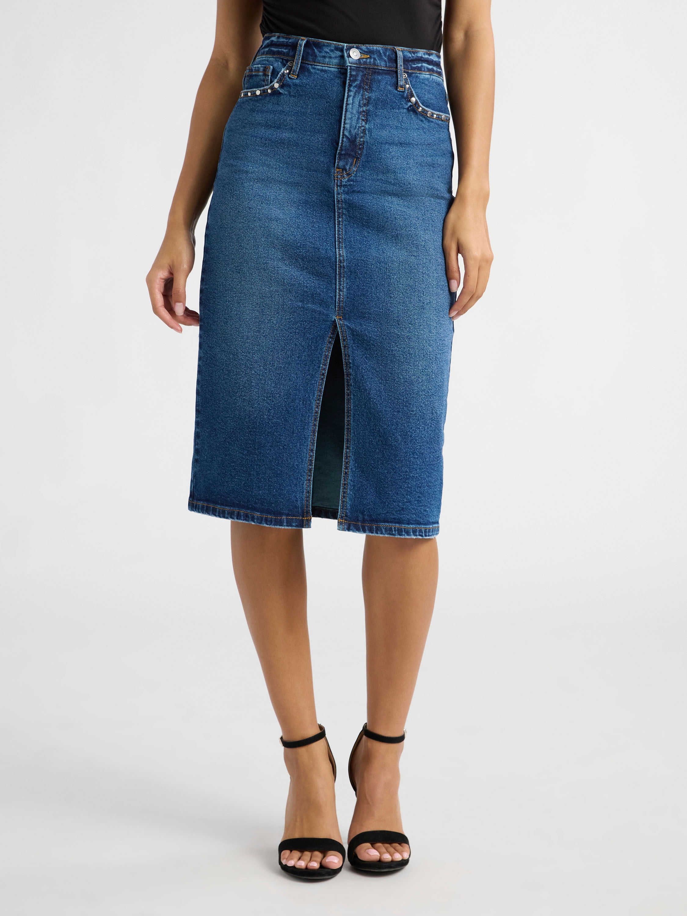 Sofia Jeans Women's Denim Pencil Skirt, Below the Knee Length, Sizes 2-18